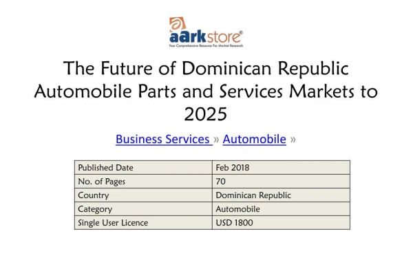 The Future of Dominican Republic Automobile Parts and Services Markets to 2025 - Aarkstore
