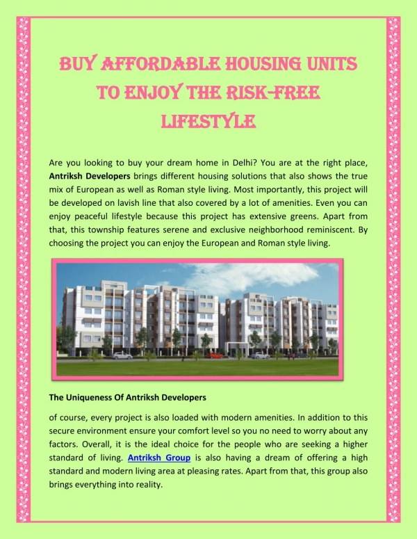 Buy Affordable Housing Units To Enjoy The Risk-Free Lifestyle