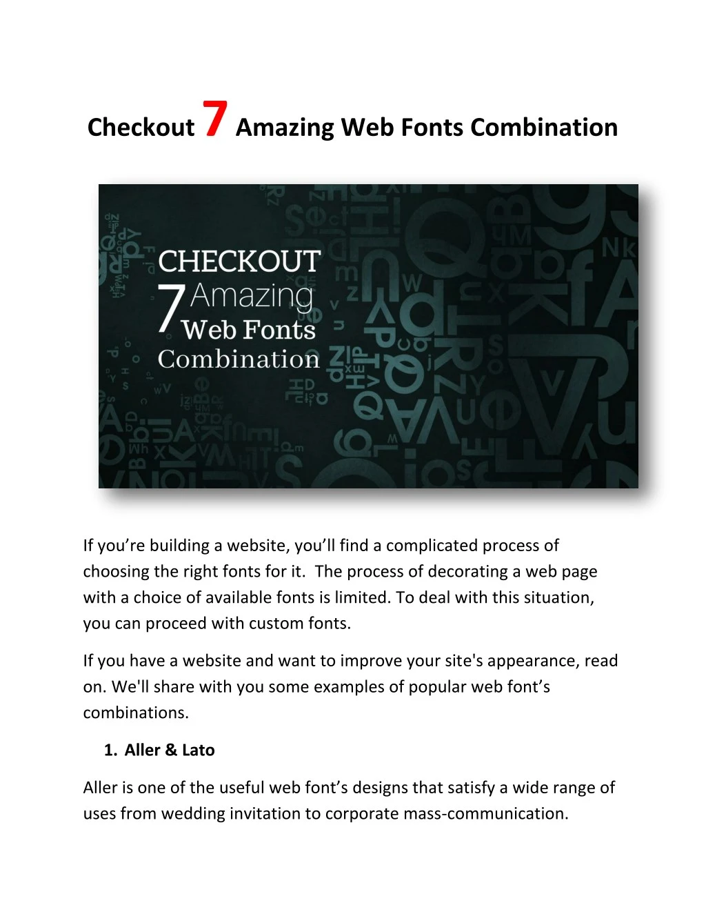 checkout 7 amazing web fonts combination