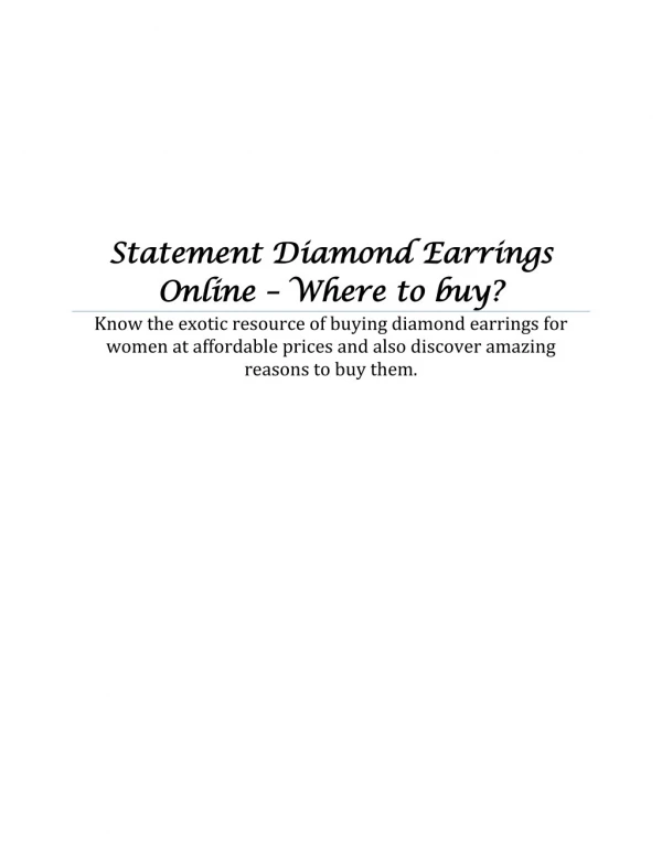 Statement Diamond Earrings Online â€“ Where to buy?