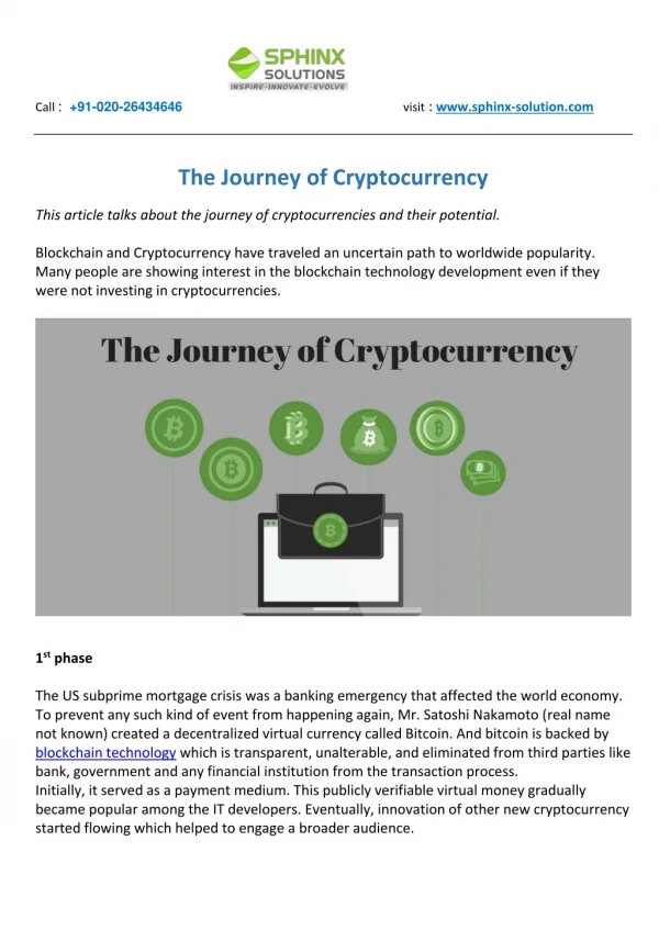 The Journey of Cryptocurrency