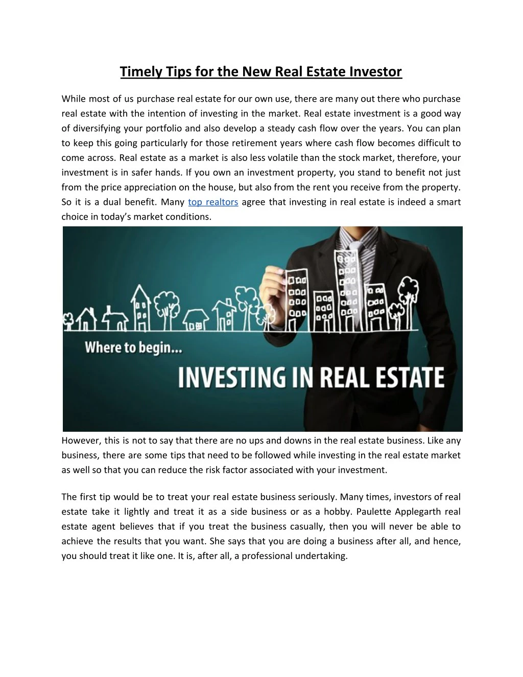 timely tips for the new real estate investor