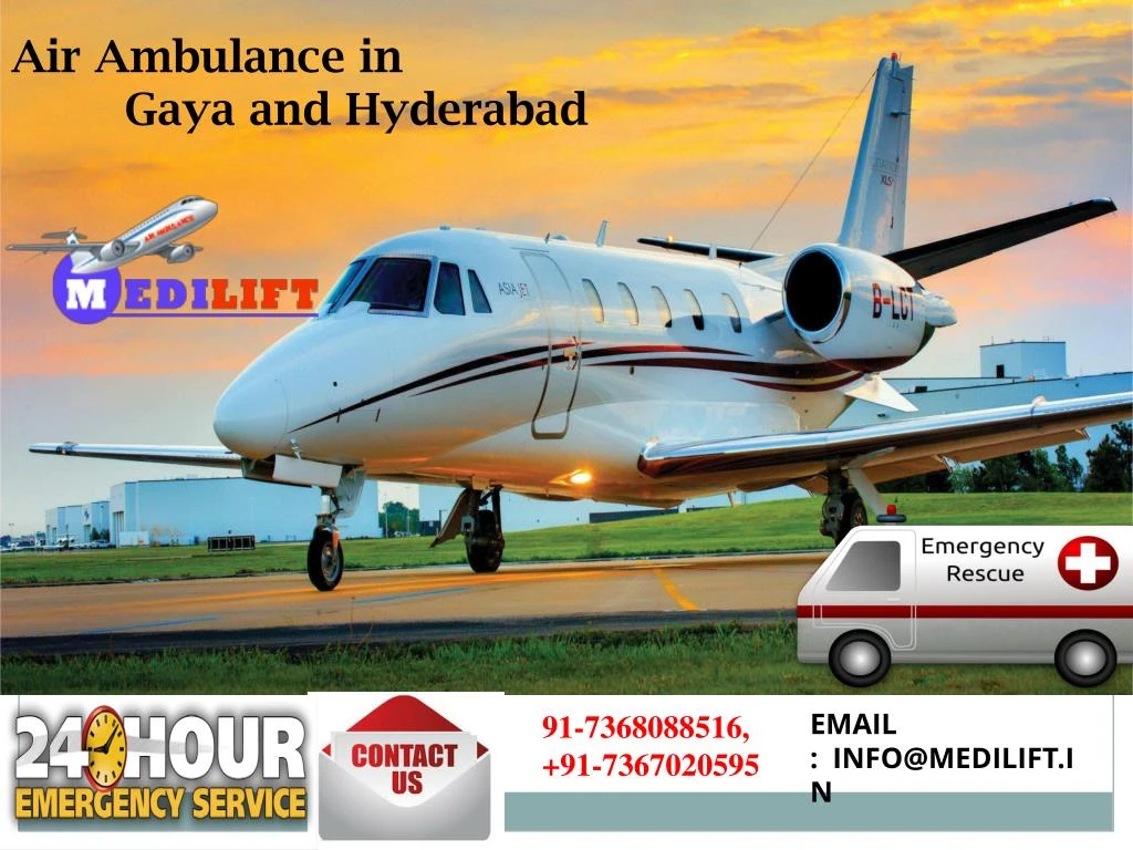 air ambulance in gaya and hyderabad