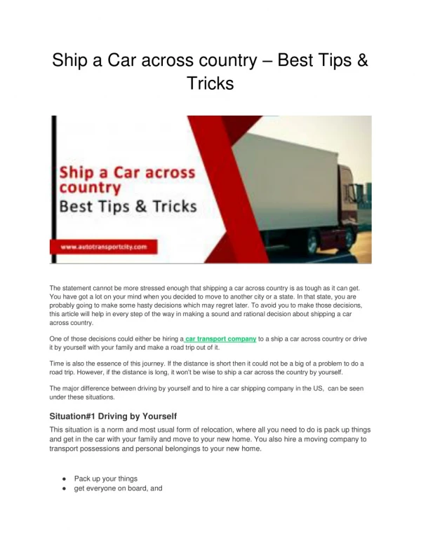 Ship a Car across country – Best Tips & Tricks