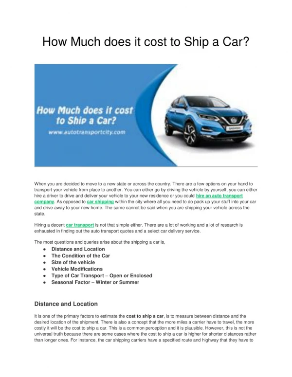 How much does it cost to ship a car