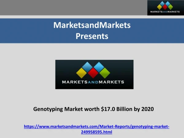 Genotyping market worth $17.0 billion by 2020