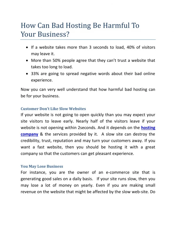 How can bad hosting be harmful to your business?