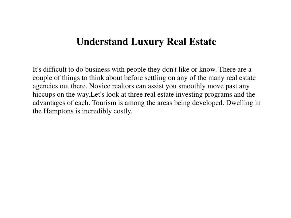 understand luxury real estate