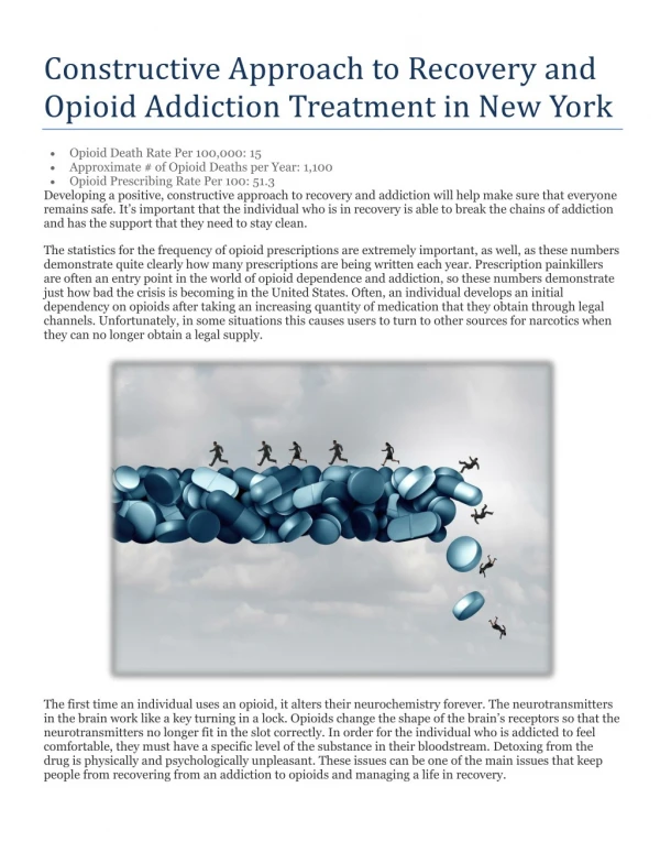 Constructive Approach to Recovery and Opioid Addiction Treatment in New York