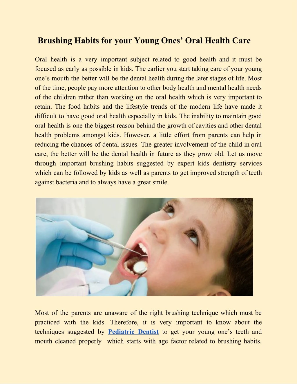 brushing habits for your young ones oral health