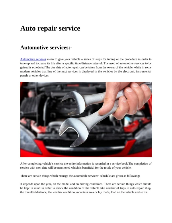 Auto repair service