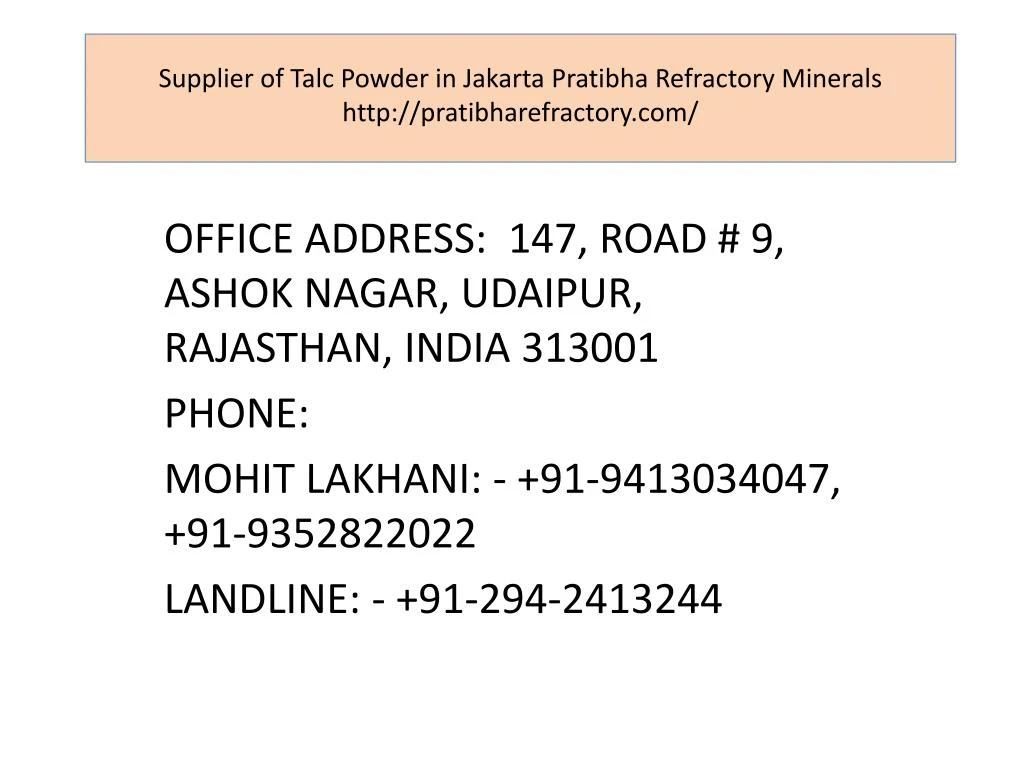 supplier of talc powder in jakarta pratibha refractory minerals http pratibharefractory com