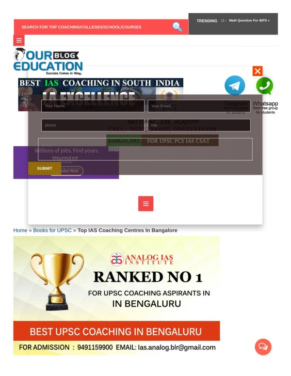 Top IAS Coaching Centres in Bangalore
