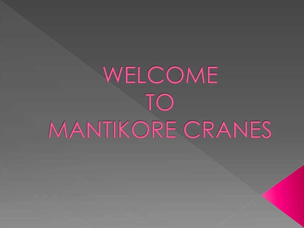 welcome to mantikore cranes