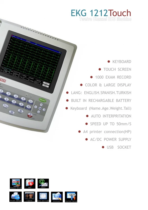 ECG Machine 12 Channel with large color Screen from www.meditech.com.cn