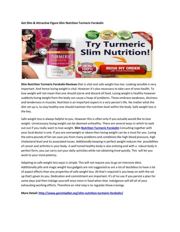 Helps To Boost The Metabolism Slim Nutrition Turmeric Forskolin