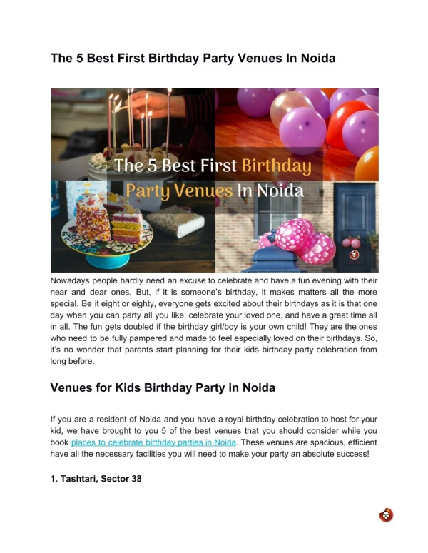 The 5 Best First Birthday Party Venues In Noida For Your Kid’s Celebration!