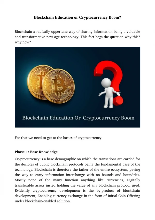 Blockchain Education or Cryptocurrency Boom?