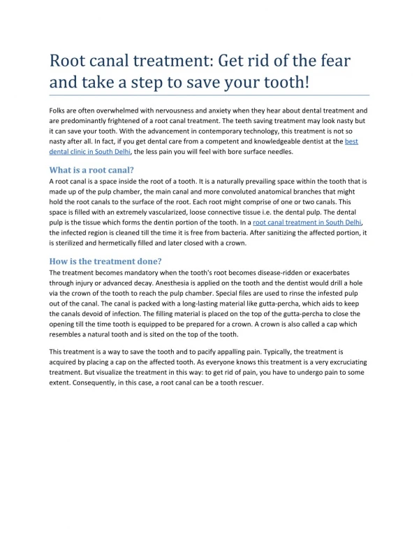 Root Canal Treatment: A horror that is not!