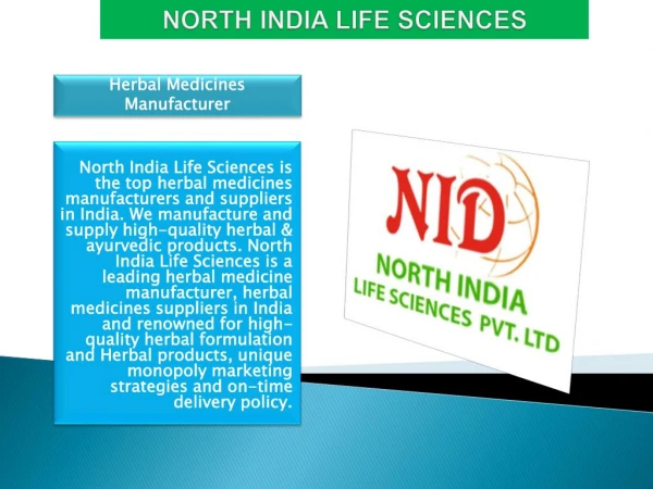 North India Life Sciences: Leading Ayurvedic & herbal medicines manufacturersin India