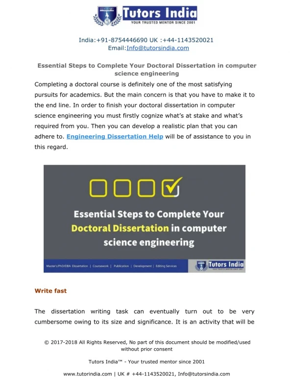 Essential Steps to Complete Your Doctoral Dissertation in computer science engineering
