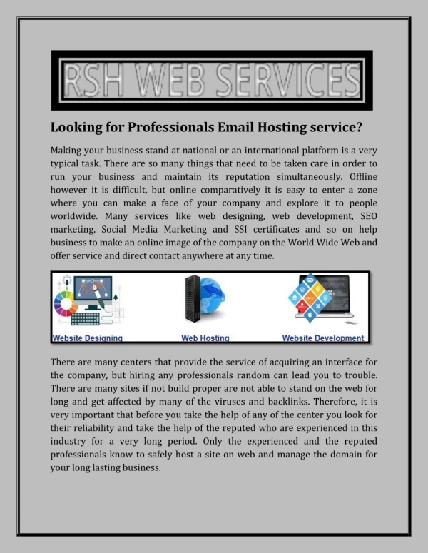 Looking for Professionals Email Hosting service