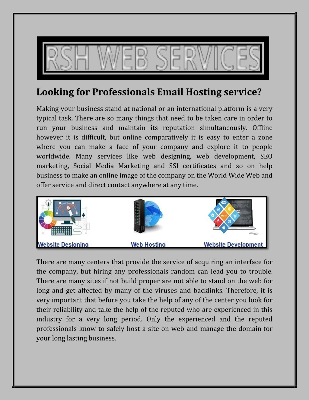 looking for professionals email hosting service