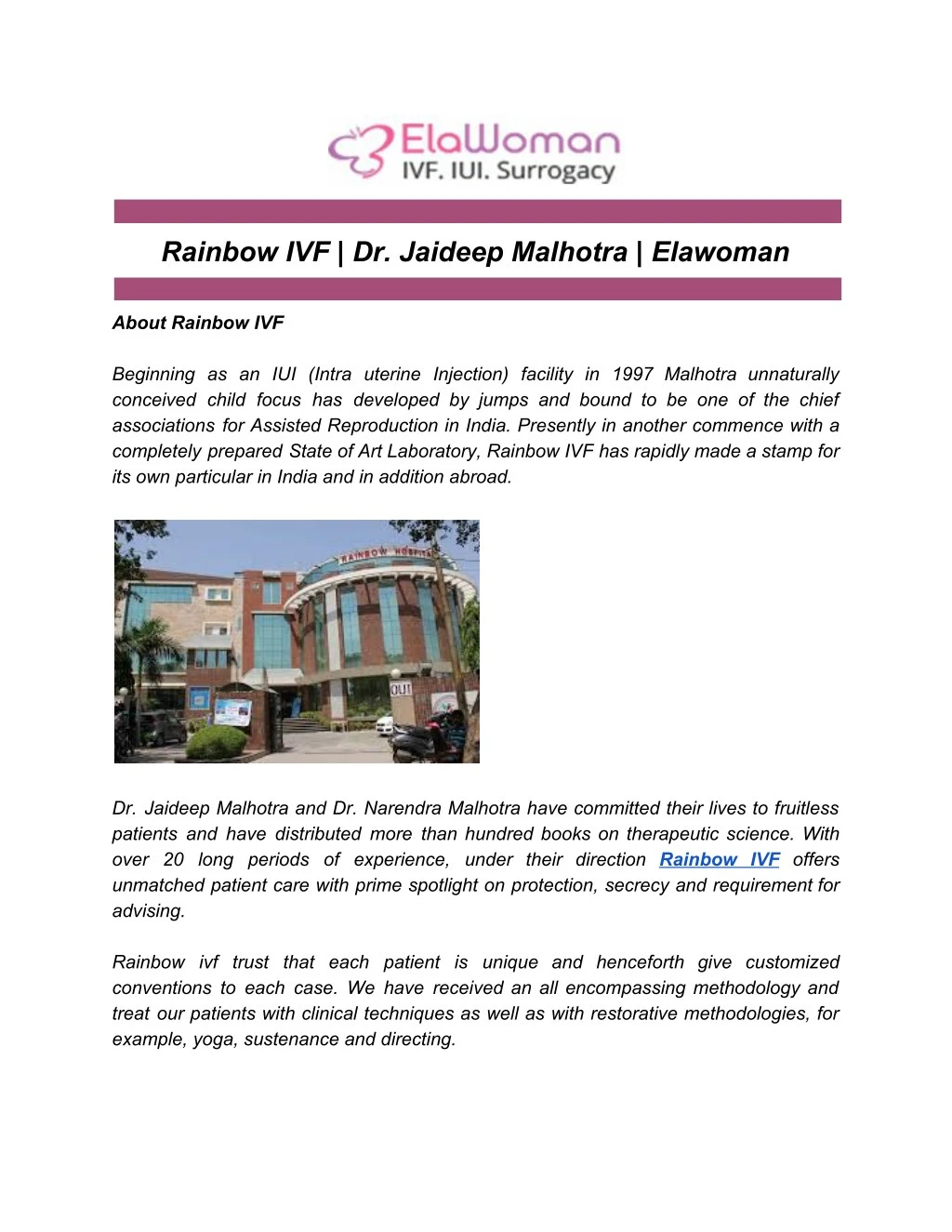 rainbow ivf dr jaideep malhotra elawoman