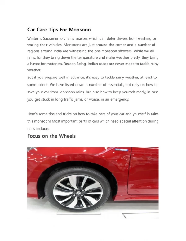Car Care Tips For Monsoon