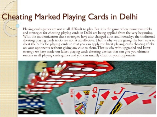 Cheating Marked Playing Cards in Delhi