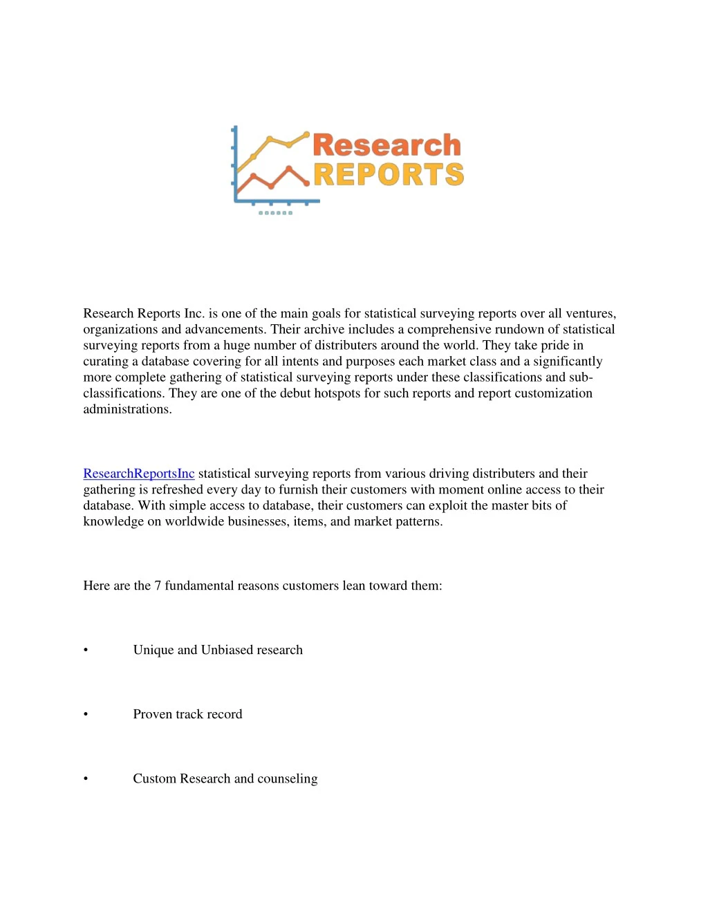 research reports inc is one of the main goals