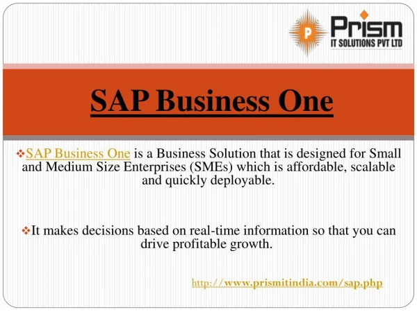 ERP Software for SMEs | SAP Business One |Prism IT