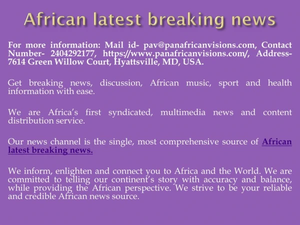 African latest breaking news