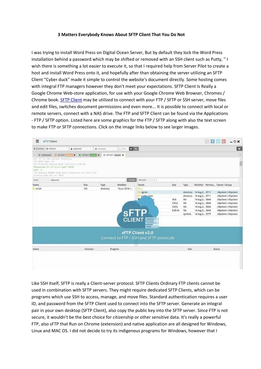 3 matters everybody knows about sftp client that