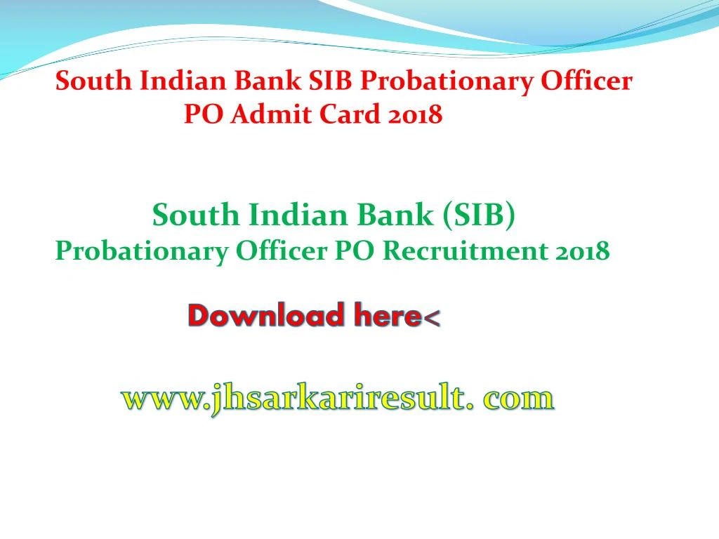 south indian bank sib probationary officer