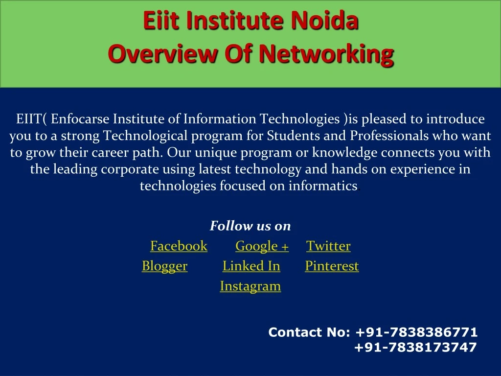 eiit institute noida overview of networking