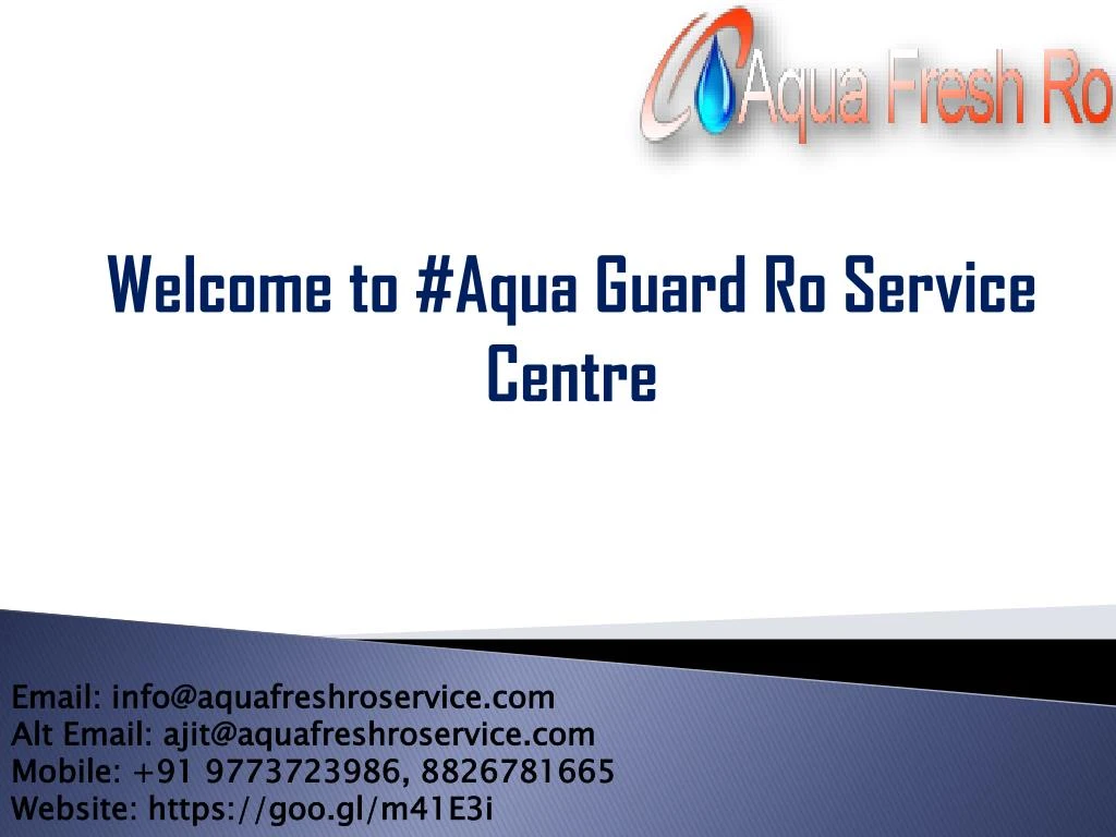 welcome to aqua guard ro service centre