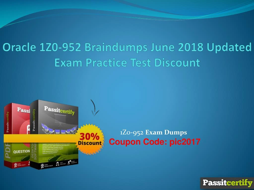 oracle 1z0 952 braindumps june 2018 updated exam practice test discount