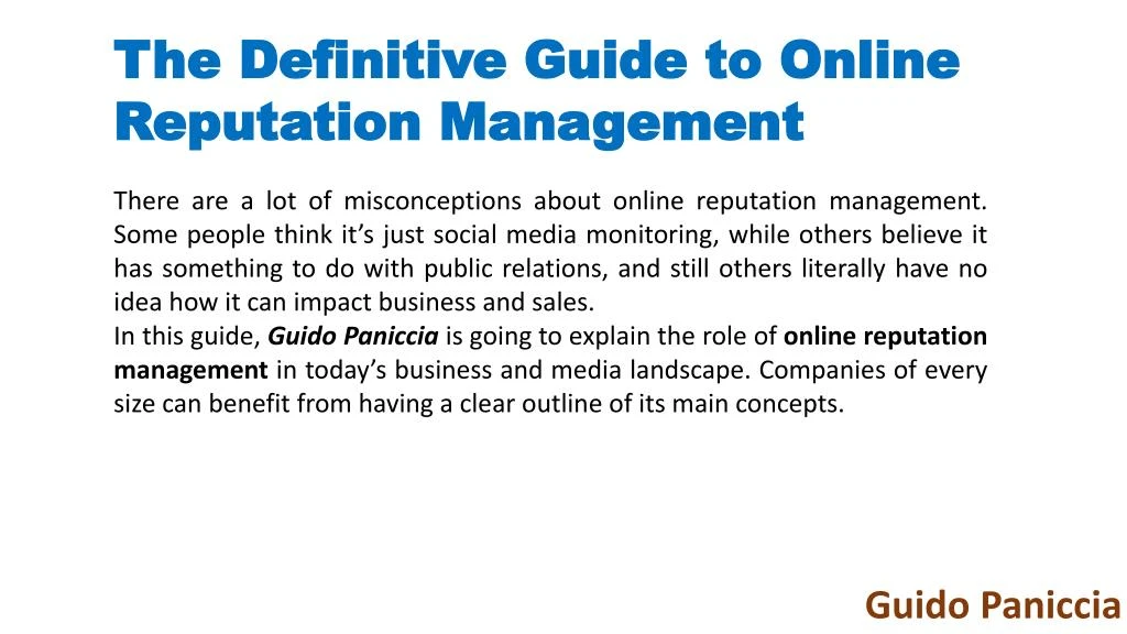 the definitive guide to online reputation