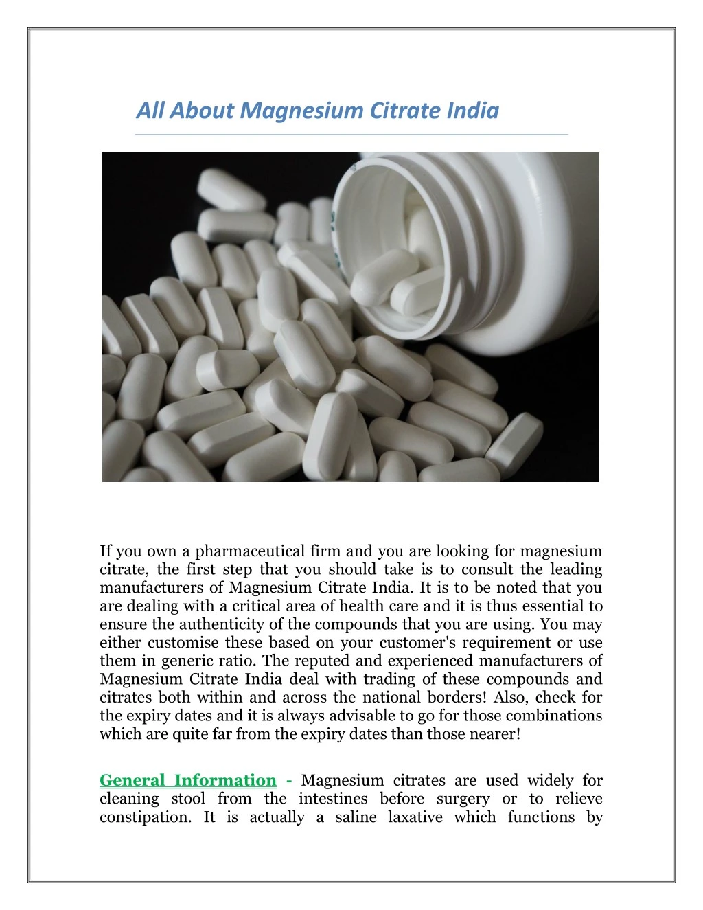all about magnesium citrate india