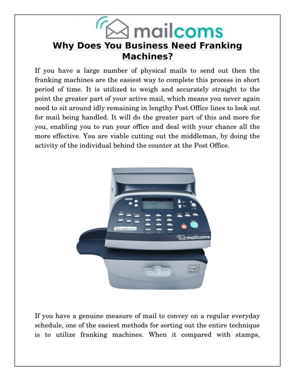 Why Does You Business Need Franking Machines?