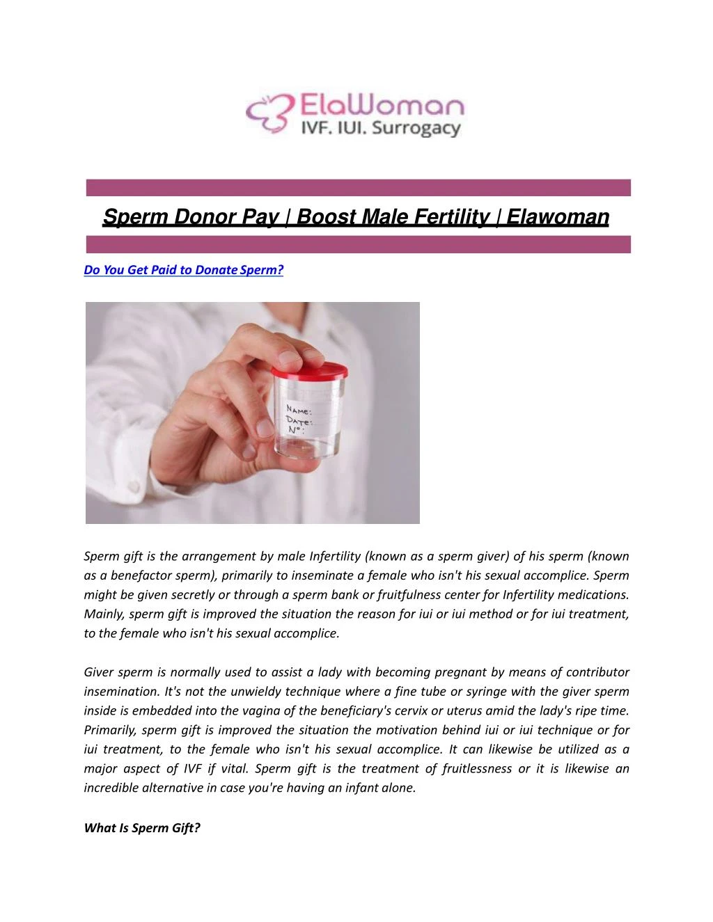 sperm donor pay boost male fertility elawoman