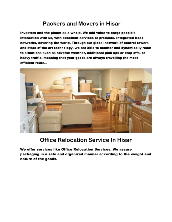 Office Relocation Service In Hisar