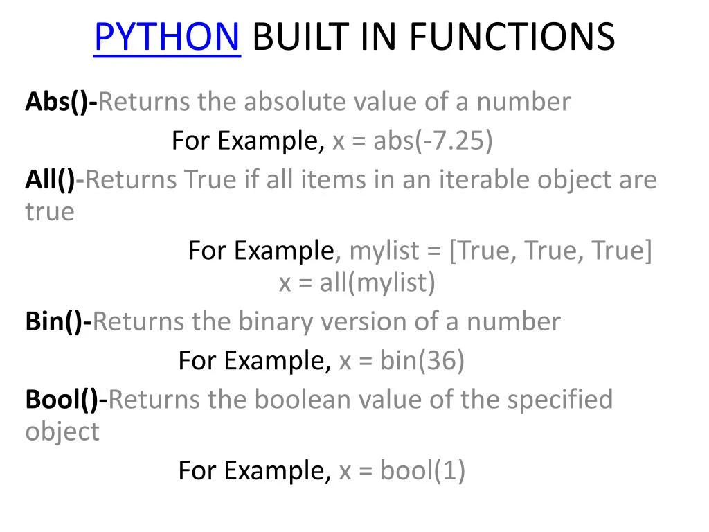 python built in functions