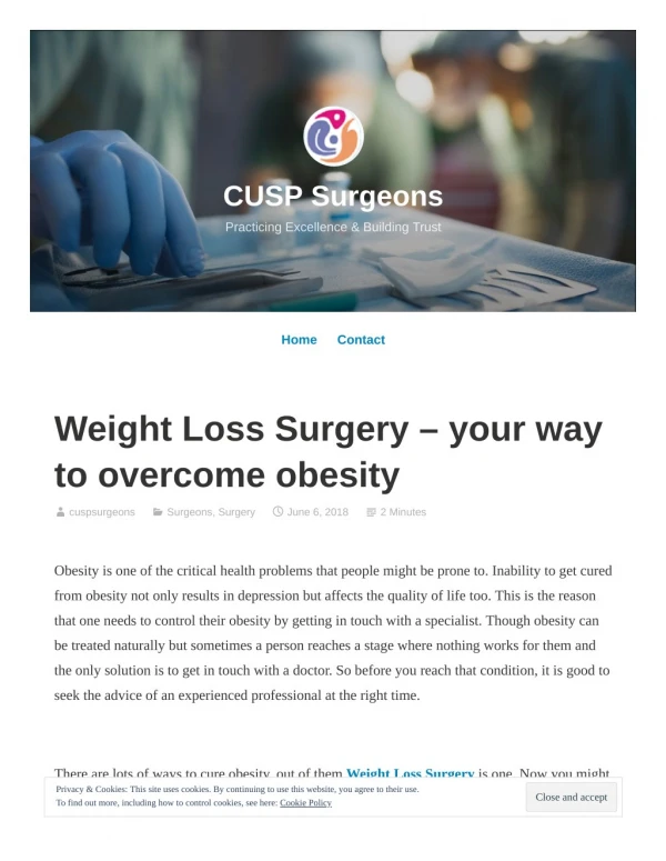 Weight Loss Surgery – your way to overcome obesity