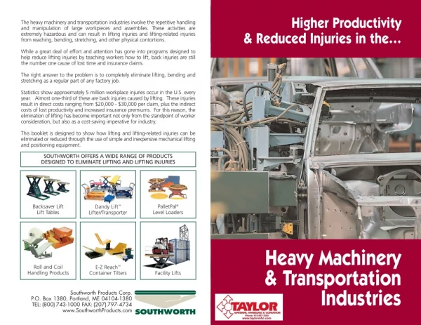 Higher Productivity & Reduce Injuries in The Heavy Machinery & Transportation Industries