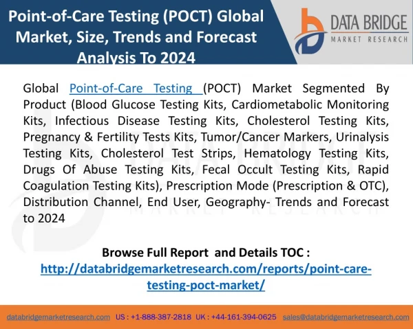 point of care testing market Development Opportunities and Trends in Global Industry 2018 to 2025