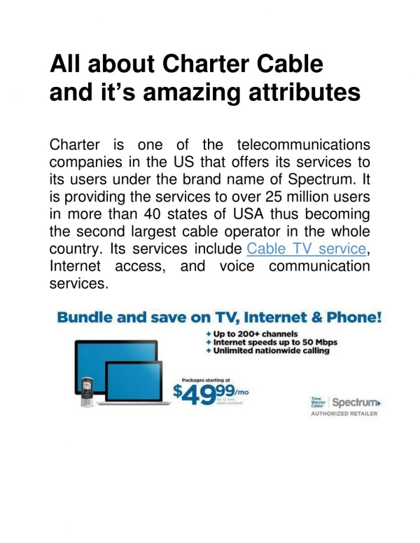 All about Charter Cable and it’s amazing attributes