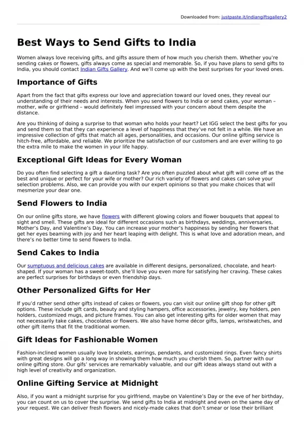 Best way to send gifts to India
