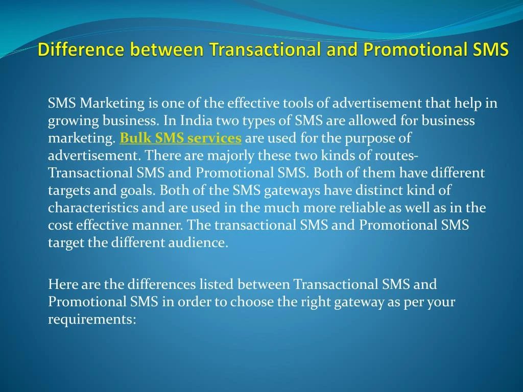 difference between transactional and promotional sms